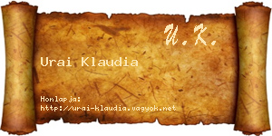 Urai Klaudia névjegykártya